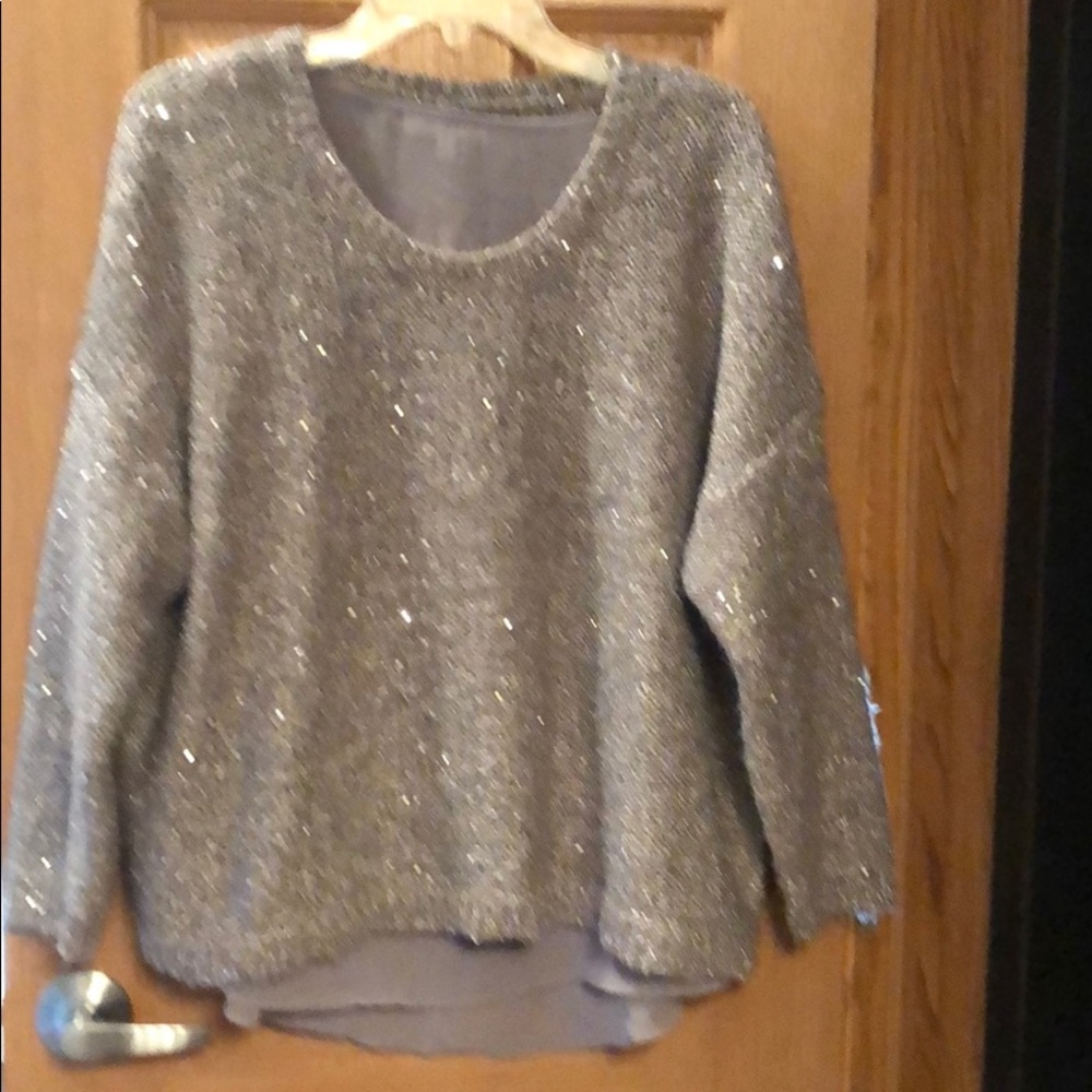 Jennifer Lopez Sparkly Gray Sweater